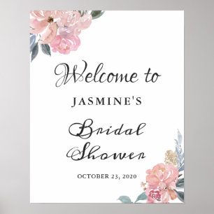 Poster Panneau de bienvenue pour une fête prénuptiale ros