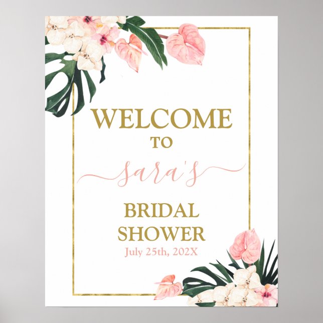 Poster Panneau de bienvenue pour une fête prénuptiale tro (Devant)