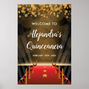 Poster Panneau de bienvenue Quinceanera tapis rouge Holly