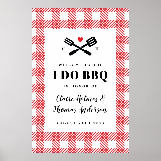 Poster Panneau de bienvenue Red Picnic I Do BBQ (Devant)