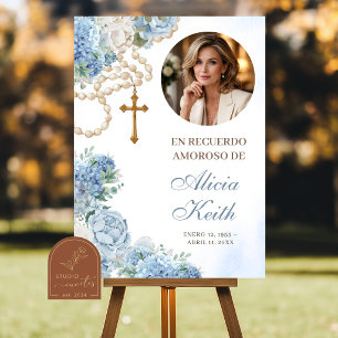 Poster PANNEAU DE BIENVENUE Rosaire d'hortensia bleu Funé