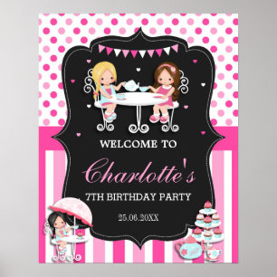 Poster Panneau de bienvenue rose pour anniversaire de fêt