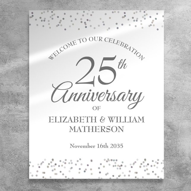 Poster Panneau de bienvenue Silver Stardust pour le 25e a (25th Anniversary Silver Stardust Welcome Sign)