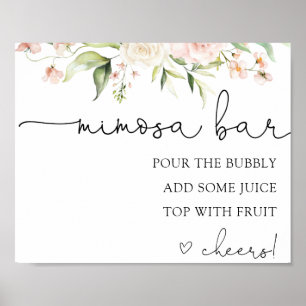 Poster Panneau de boisson de bar Mimosa à blush rose et v