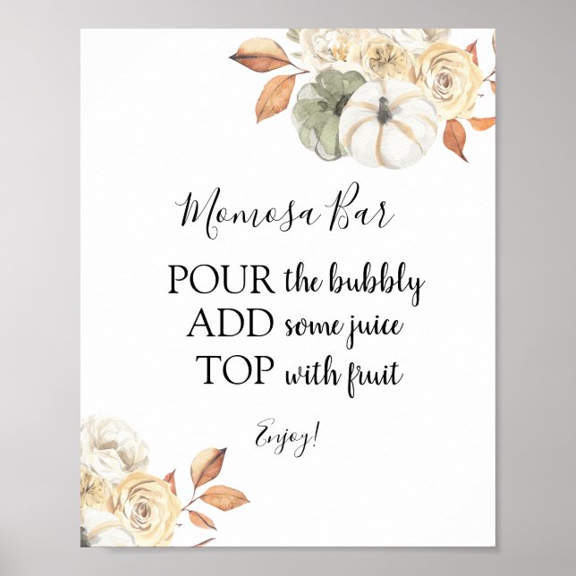 Poster Panneau de boisson Momosa Bar Rustique d'Automne (Devant)