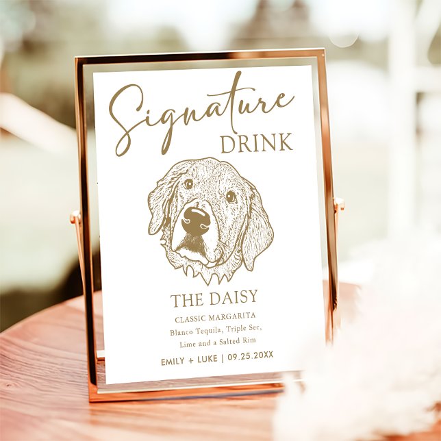 Poster Panneau de boisson signature de mariage de chien R (Créateur téléchargé)