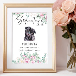 Poster Panneau de boisson signature pour chien Pug
