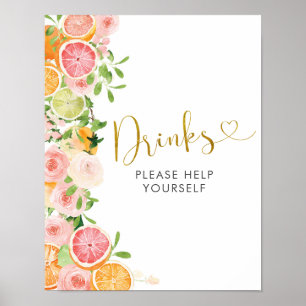 Poster Panneau de boissons de Grapefruit Citrus Fruit pou