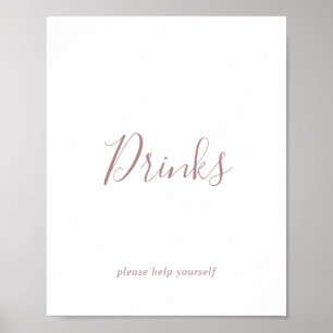 Poster Panneau de boissons en or rose minimaliste