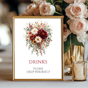 Poster Panneau de boissons florales d'automne de Bourgogn