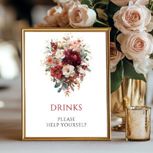 Poster Panneau de Boissons Mariage Terracotta Boho Bourgo