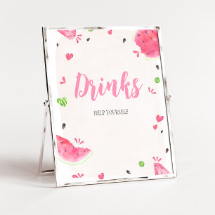 Poster Panneau de boissons pour Baby Shower Fille Pastèqu