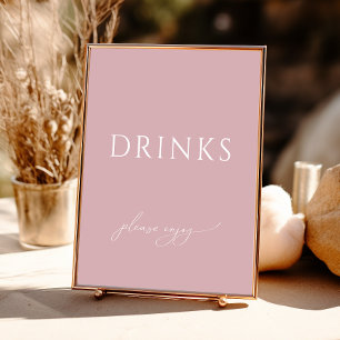 Poster Panneau de boissons pour Baby Shower Rose Poussiér