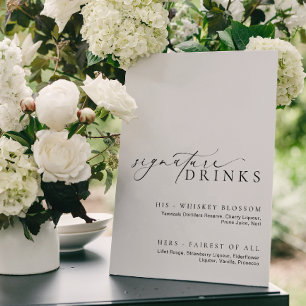 Poster Panneau de boissons signature moderne minimal Elle