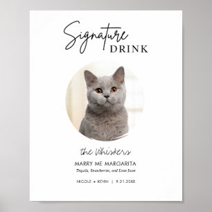 Poster Panneau de boissons signatures de mariage de chat 