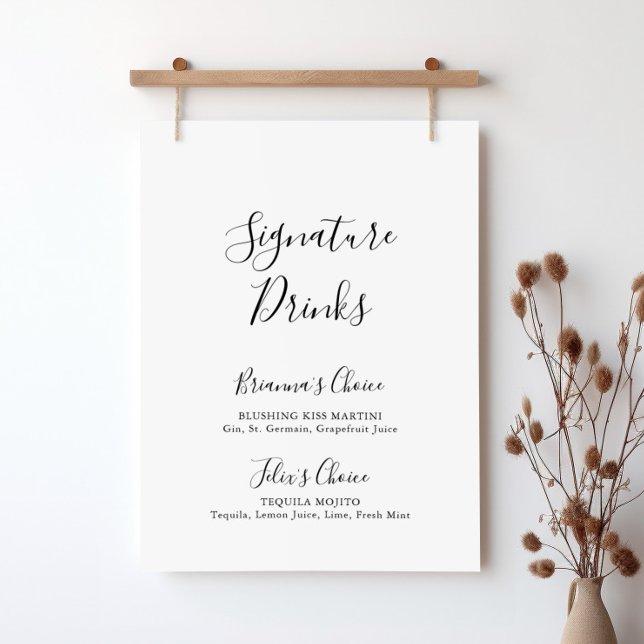 Poster Panneau de boissons signatures minimaliste simple (Créateur téléchargé)