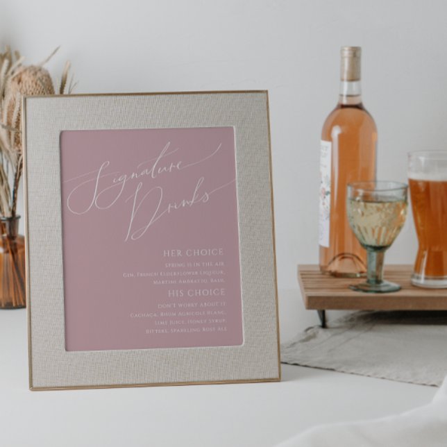 Poster Panneau de boissons signatures rose poussiéreux éc (Créateur téléchargé)