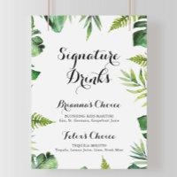 Panneau de boissons signatures vertes tropicales d