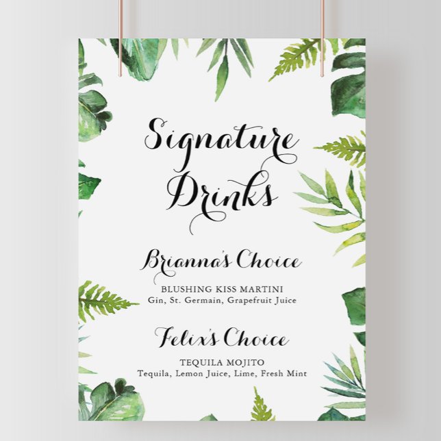 Poster Panneau de boissons signatures vertes tropicales d (Créateur téléchargé)