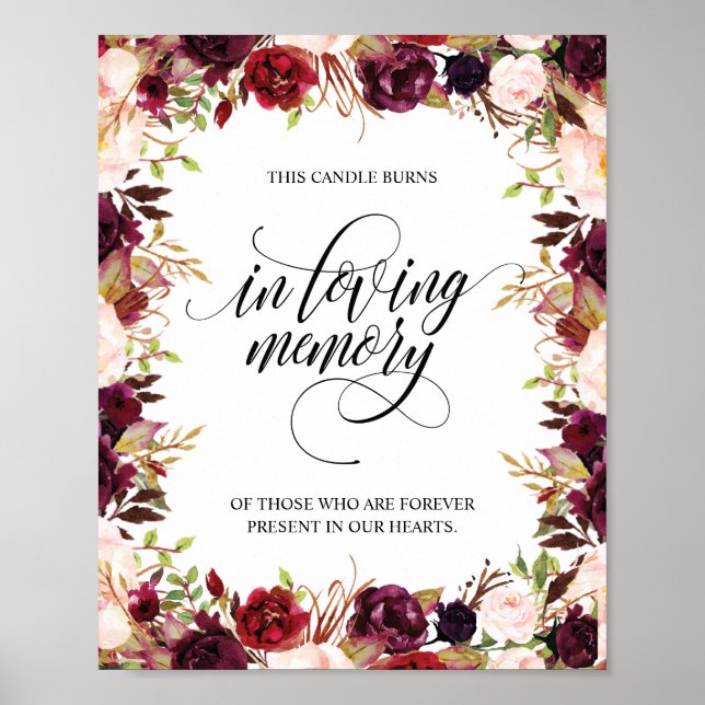 Poster Panneau de bougie commémorative à la mémoire de ce (Devant)