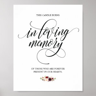 Poster Panneau de bougie commémorative en souvenir affect