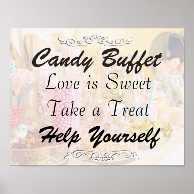 Poster Panneau de buffet de bonbons pour mariage ou baby  (Devant)