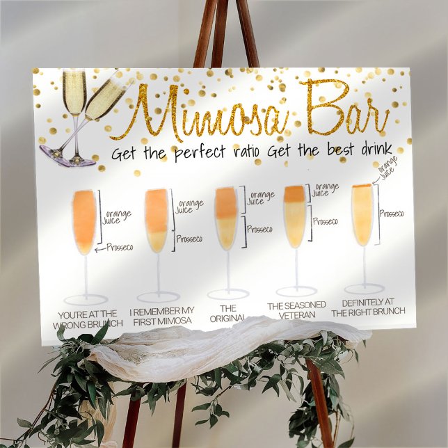 Poster Panneau de buffet Mimosa étincelant pour un brunch (Créateur téléchargé)