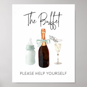 Poster Panneau de buffet pour Baby shower Green Sip & See