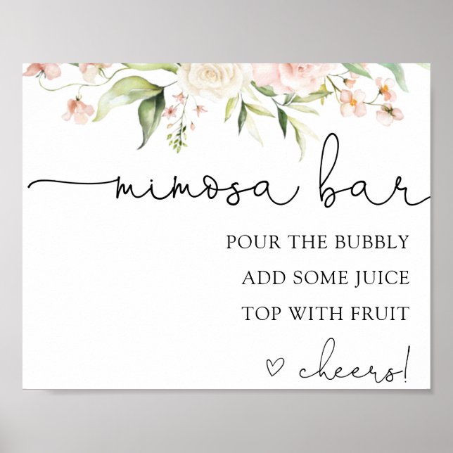 Poster Panneau de Buvette de Mimosa aux Fleurs Roses et a (Devant)