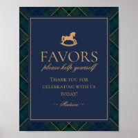 Panneau de cadeaux Cheval à bascule Tartan Bleu