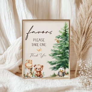 Poster Panneau de cadeaux de Baby Shower Bohème Animaux d