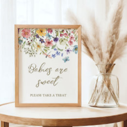 Poster Panneau de cadeaux de baby shower Fleur sauvage bé