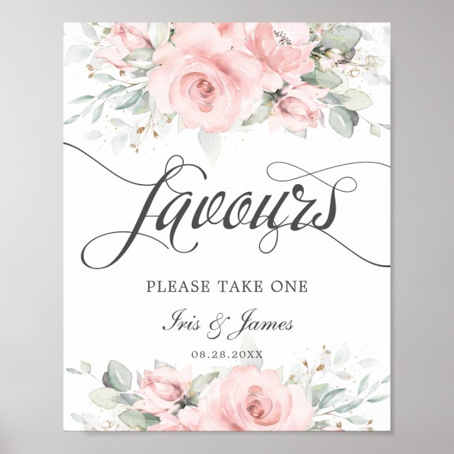 Poster Panneau de cadeaux de mariage à la verdure florale (Devant)