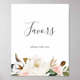 Poster Panneau de cadeaux de mariage élégant Magnolia