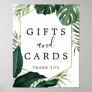 Poster Panneau de cadeaux et cartes de Monstera tropical