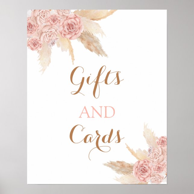 Poster Panneau de cadeaux et de cartes de mariage boho ch (Devant)