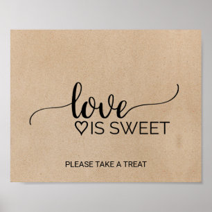 Poster Panneau de calligraphie en faux kraft Simple Love 