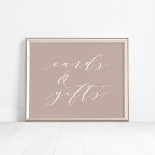 Poster Panneau de calligraphie rose Cartes et cadeaux