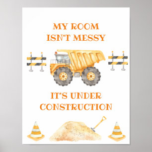 Poster Panneau de camion de construction jaune