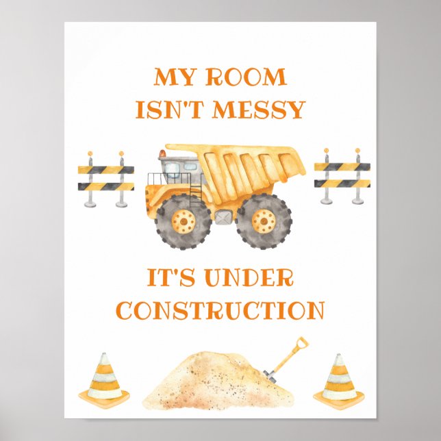 Poster Panneau de camion de construction jaune (Devant)