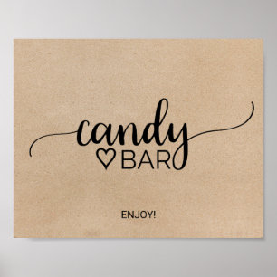 Poster Panneau de candy bar à calligraphie kraft faux sim