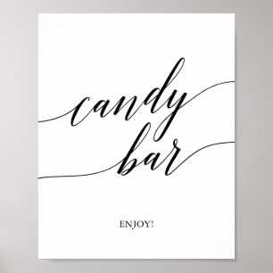 Poster Panneau de Candy Bar Calligraphie Noir Élégant