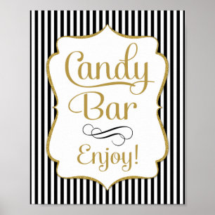 Poster Panneau de candy bar noir buffet or