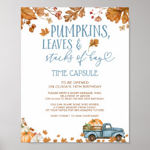 Poster Panneau de capsule temporelle Citrouilles Feuilles