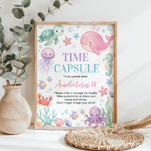 Poster Panneau de capsule temporelle d'anniversaire avec 