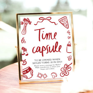 Poster Panneau de capsule temporelle de baby shower itali