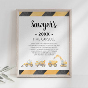 Poster Panneau de capsule temporelle de camion de constru