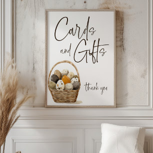 Poster Panneau de carte de mariage et de cadeaux de poule