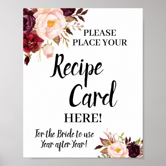 Poster Panneau de carte de recette de mariage Marsala pou (Devant)