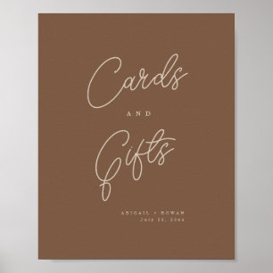 Poster Panneau de Cartes & Cadeaux Minimaliste Marron Bei